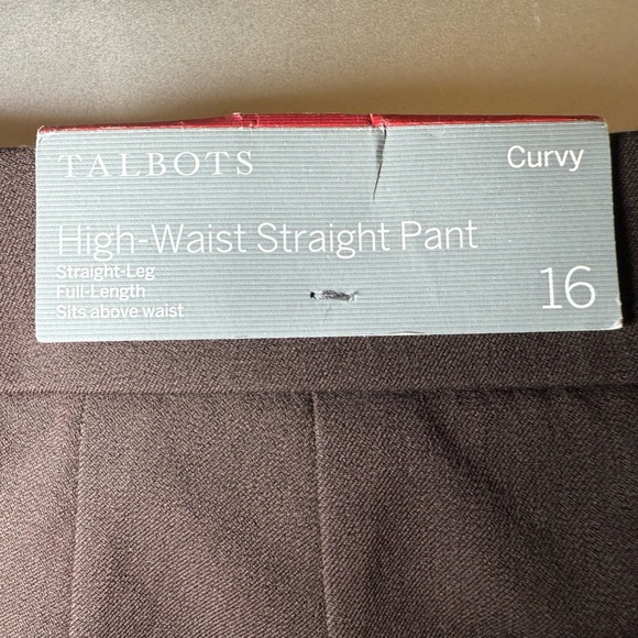 Talbot High Waist Straight Pants Brown Size 16 Curvy NWT Stretch Work Dress - Picture 6 of 6